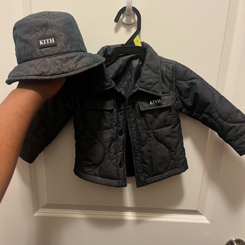 Kith Charcoal Quilted Jacket and Hat Set